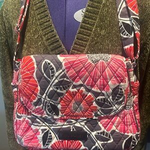 Vera Bradley Red and Gray Floral Crossbody Bag